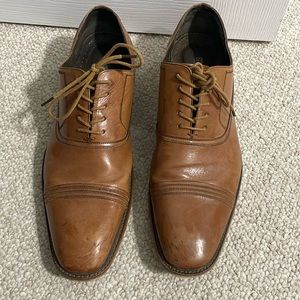 Men’s Stacy Adams Size 12 Tan Dress lace up shoes, Good Condition w/ details